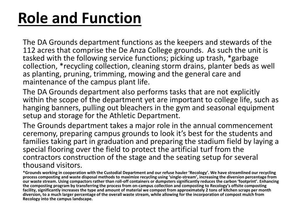 role and function