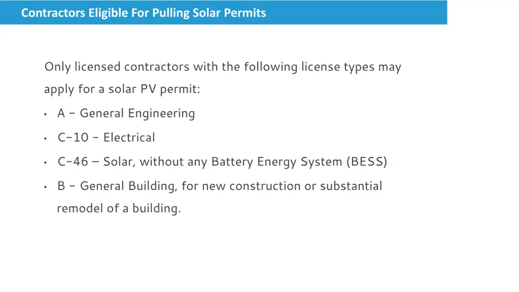 contractors eligible for pulling solar permits