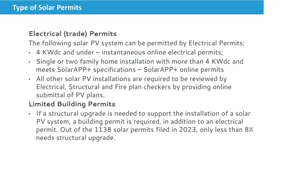 type of solar permits