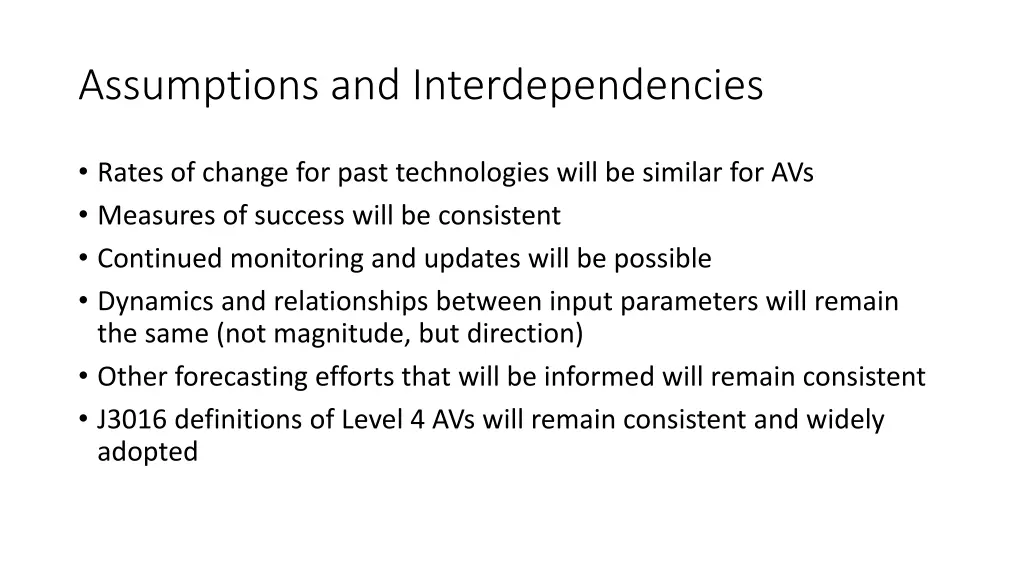 assumptions and interdependencies