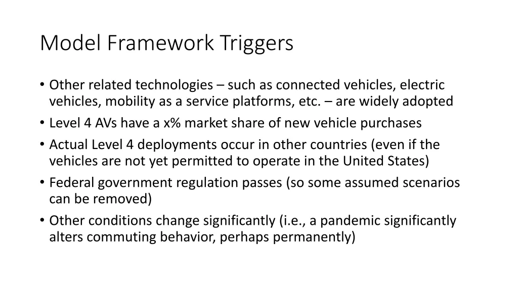 model framework triggers