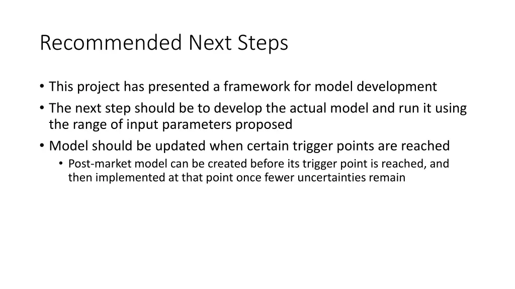 recommended next steps