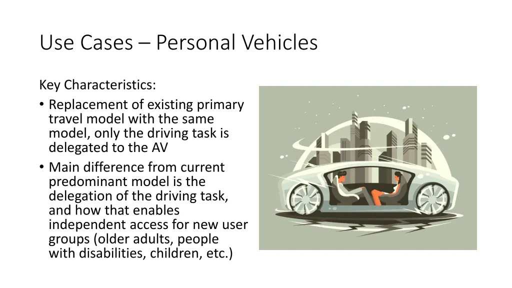 use cases personal vehicles