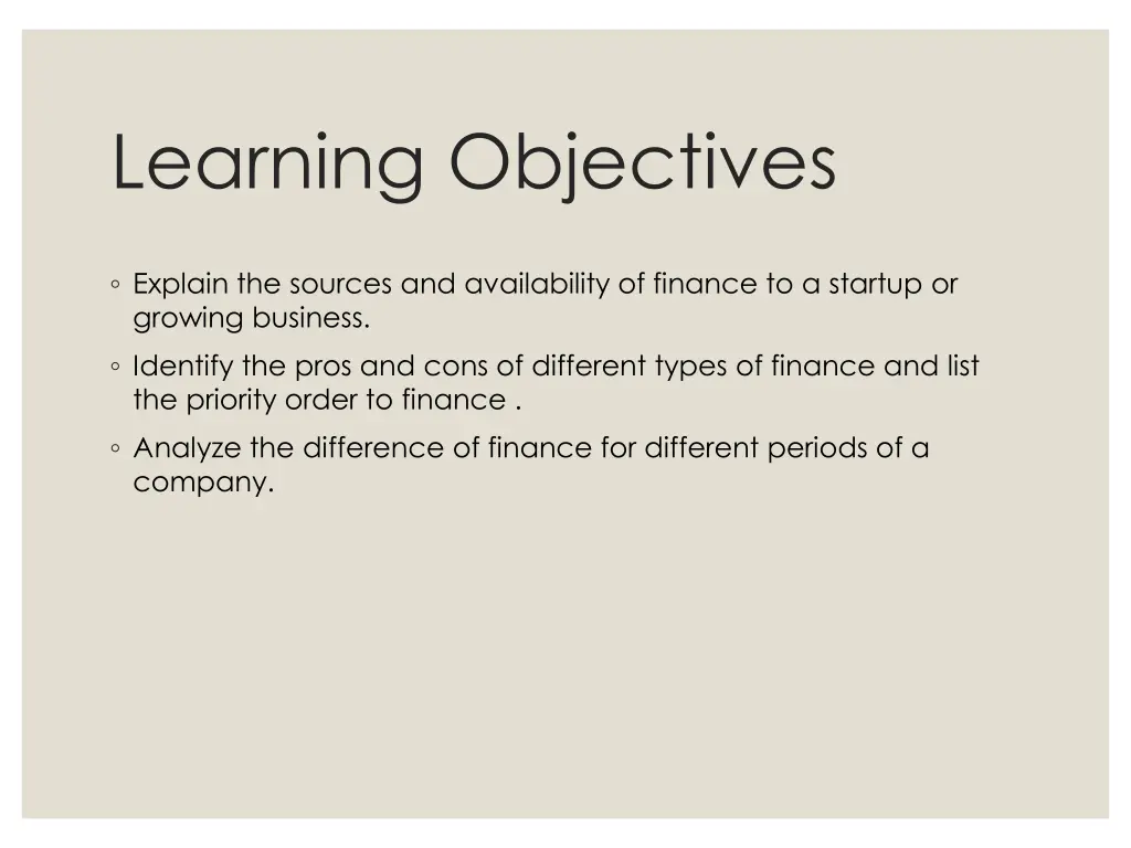 learning objectives