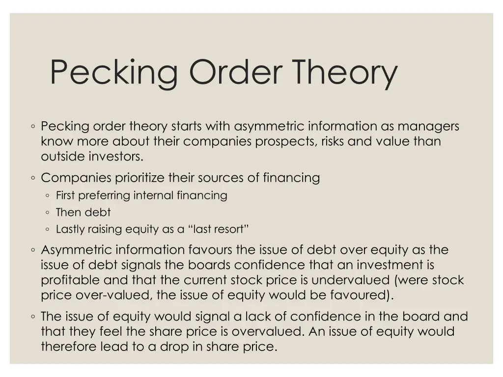 pecking order theory