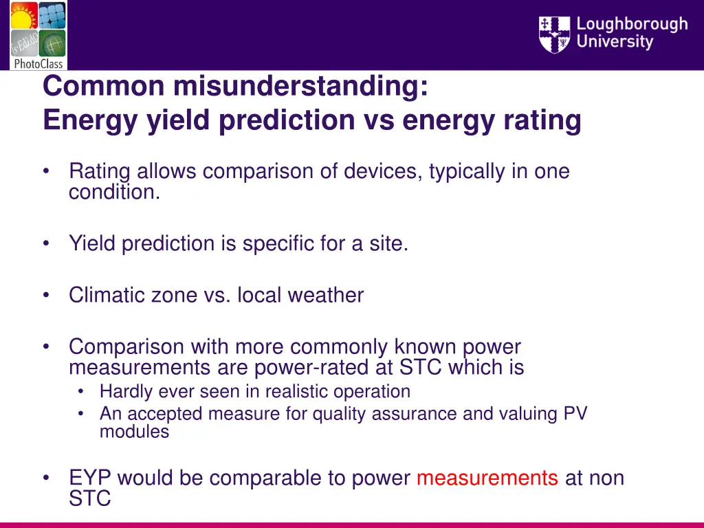 common misunderstanding energy yield prediction