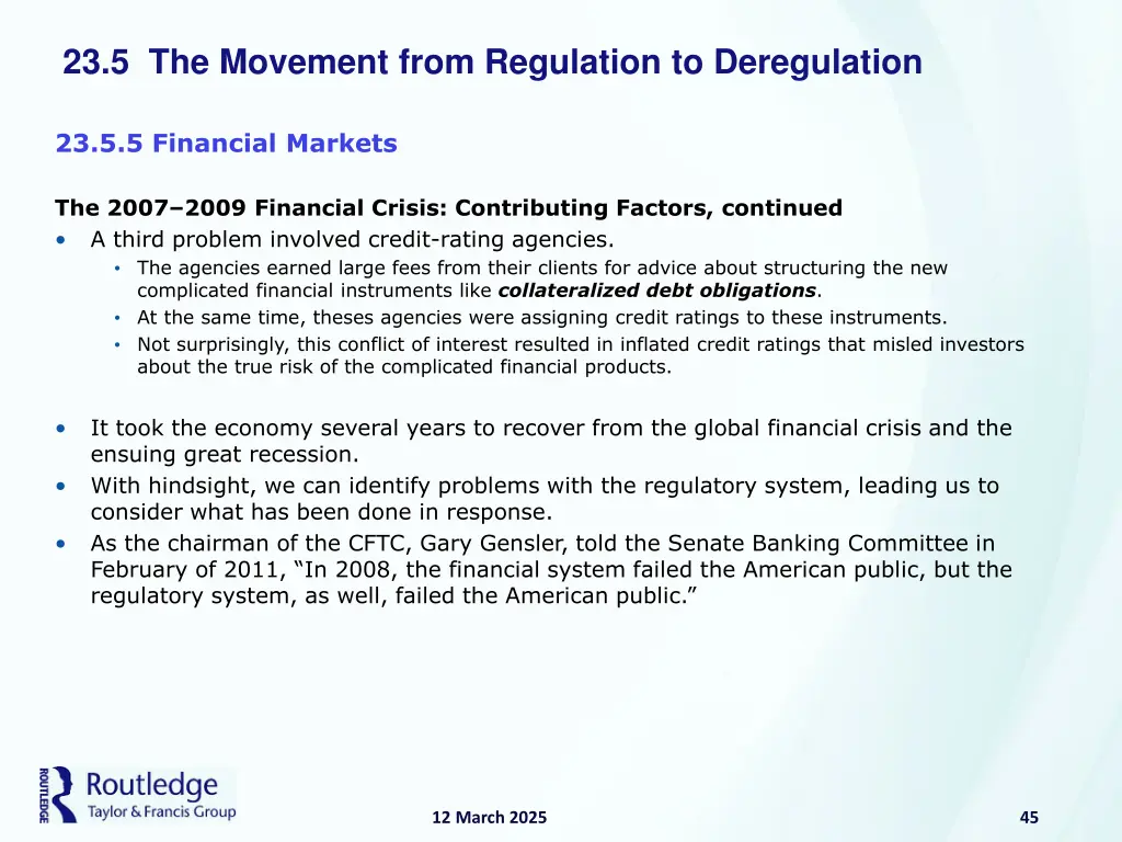 23 5 the movement from regulation to deregulation 24
