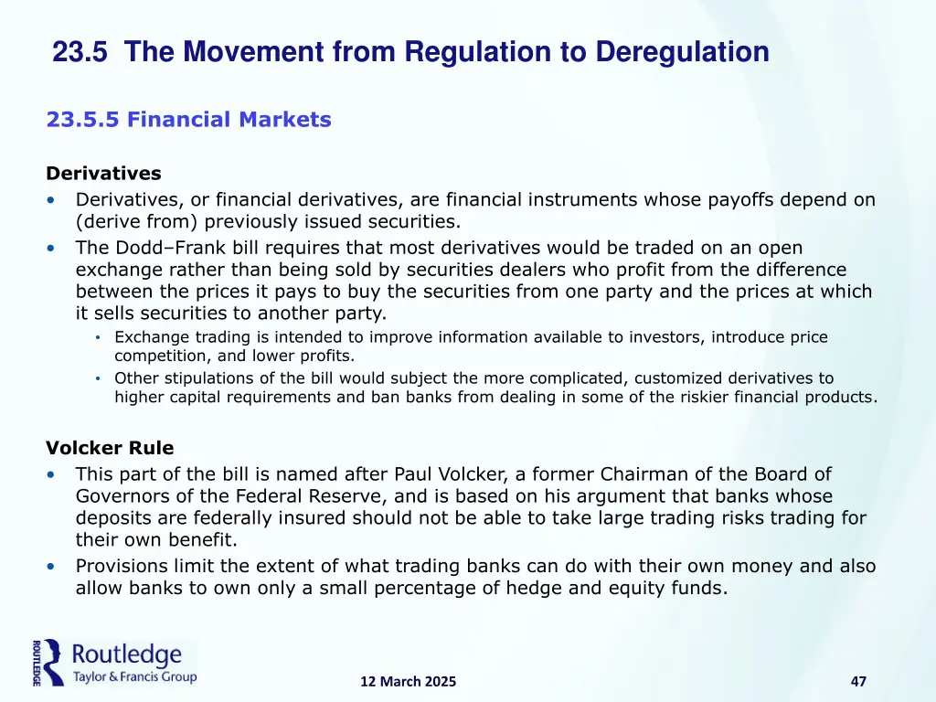 23 5 the movement from regulation to deregulation 26