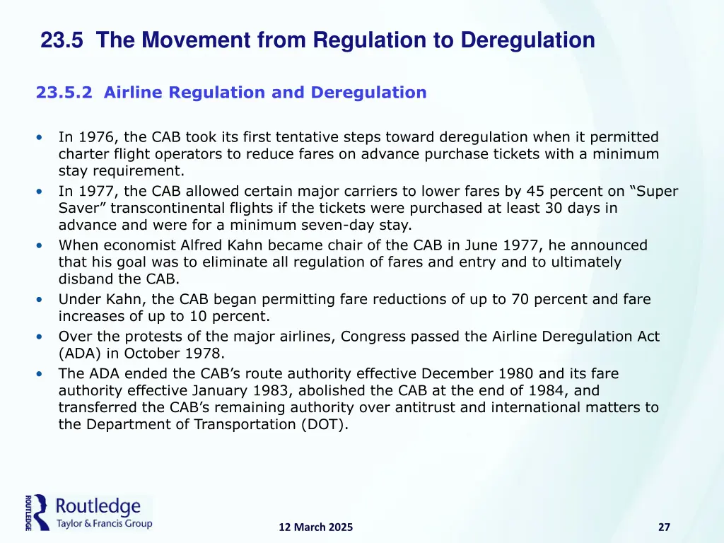 23 5 the movement from regulation to deregulation 6
