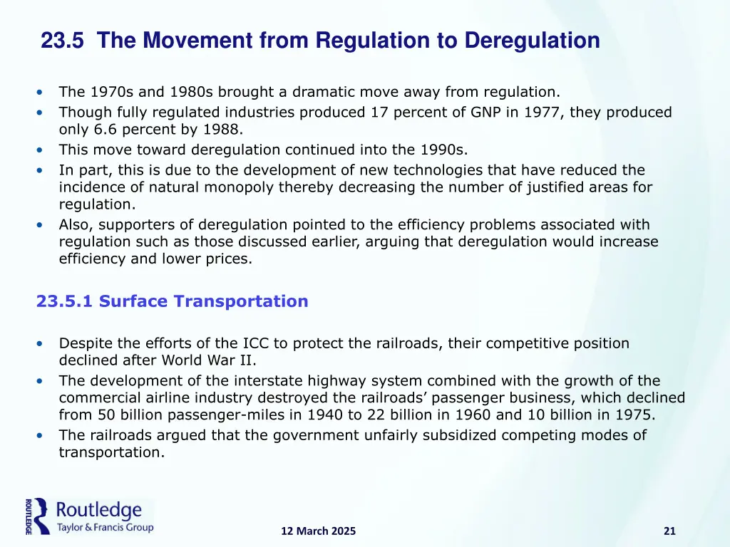 23 5 the movement from regulation to deregulation