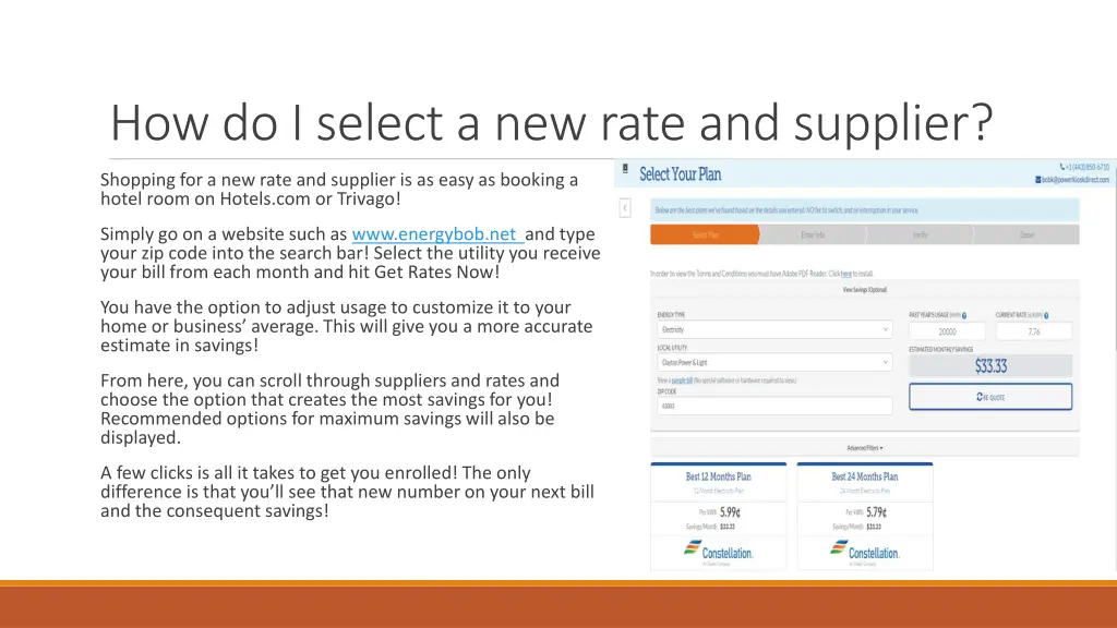 how do i select a new rate and supplier