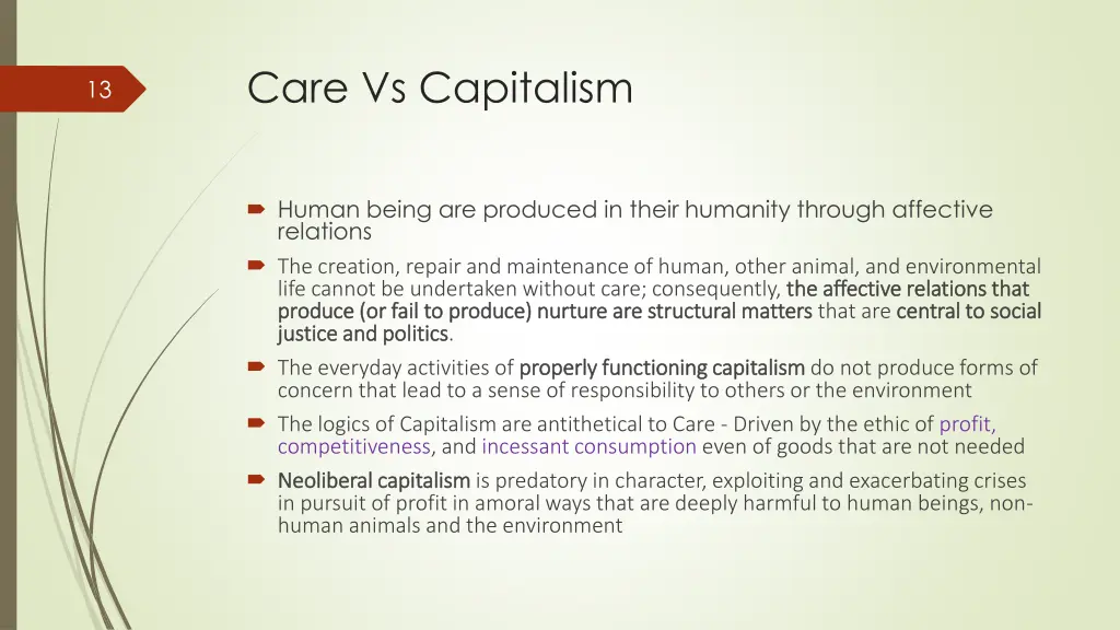 care vs capitalism