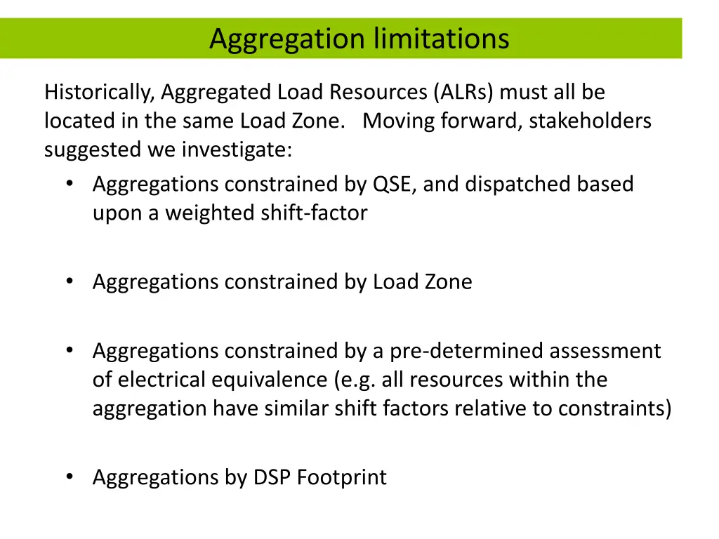 aggregation limitations