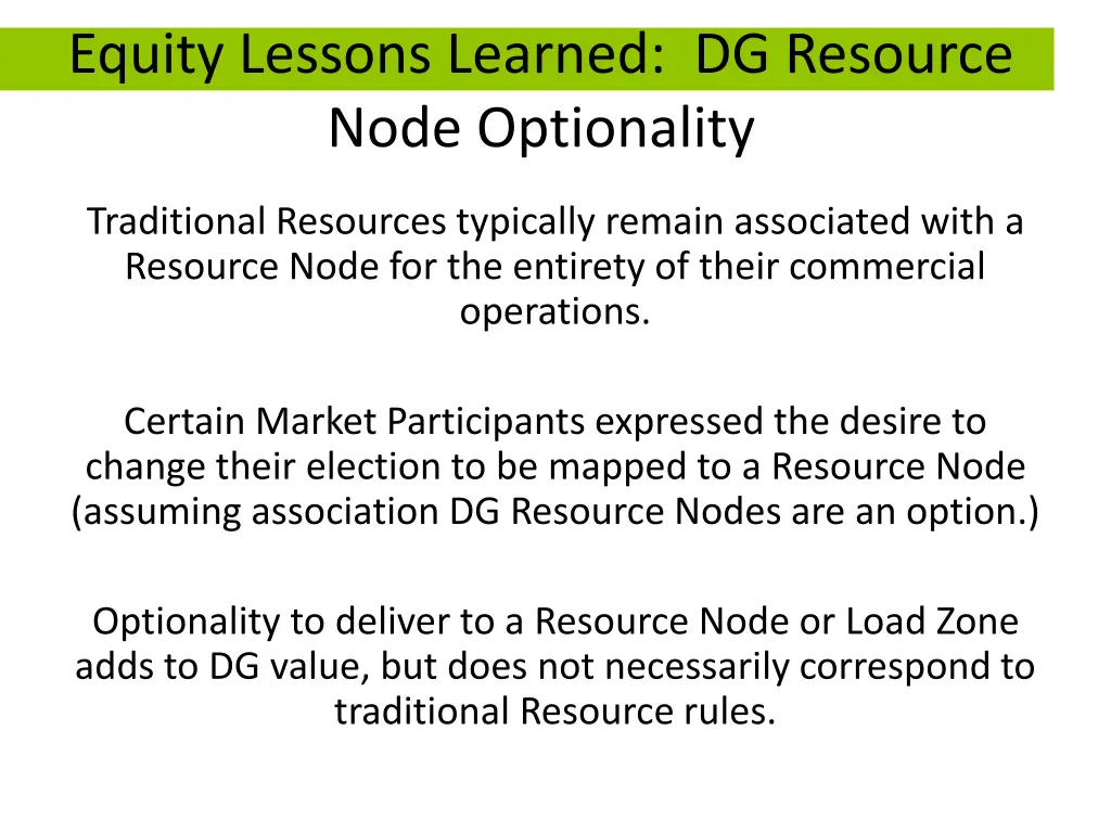 equity lessons learned dg resource node