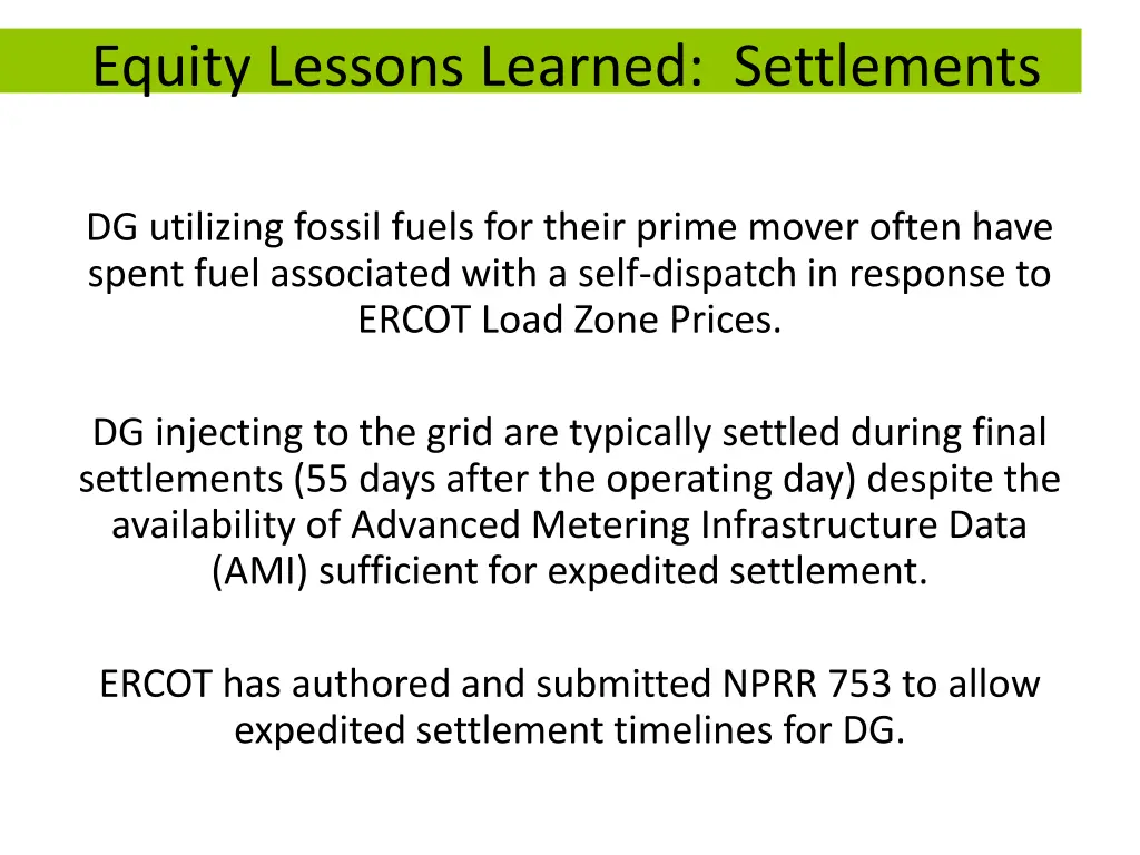 equity lessons learned settlements