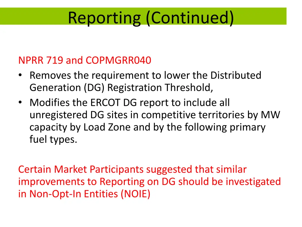 reporting continued