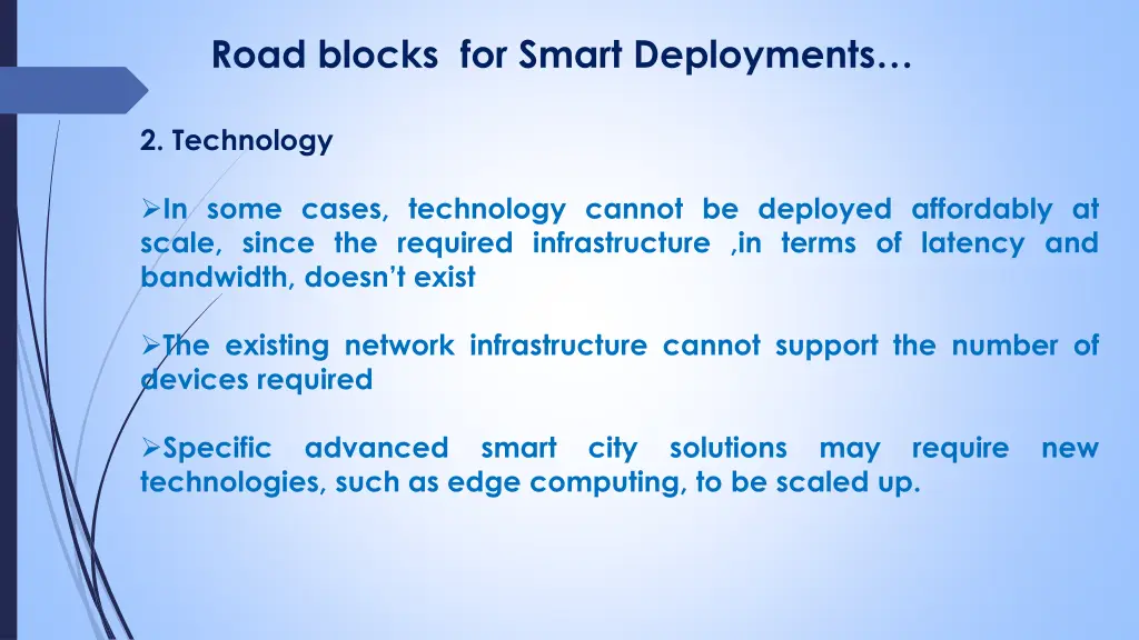 road blocks for smart deployments 2