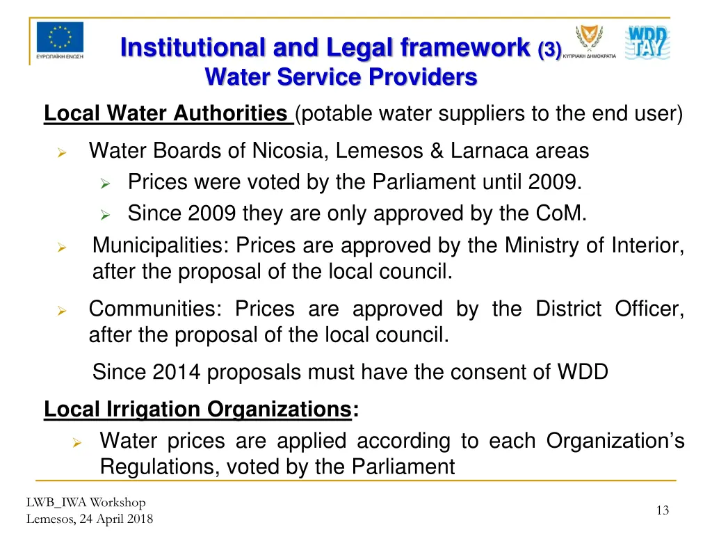 institutional and legal framework 3 water service
