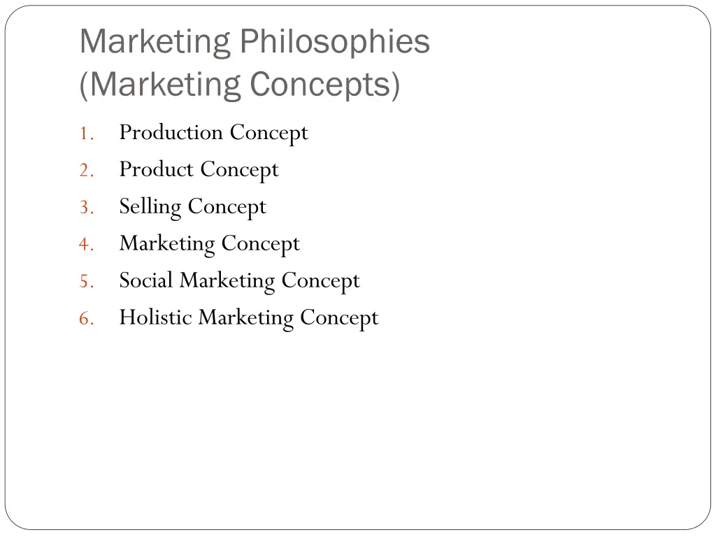 marketing philosophies marketing concepts