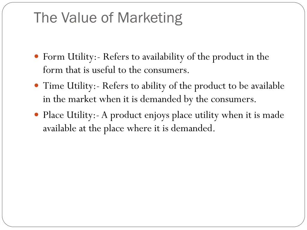 the value of marketing