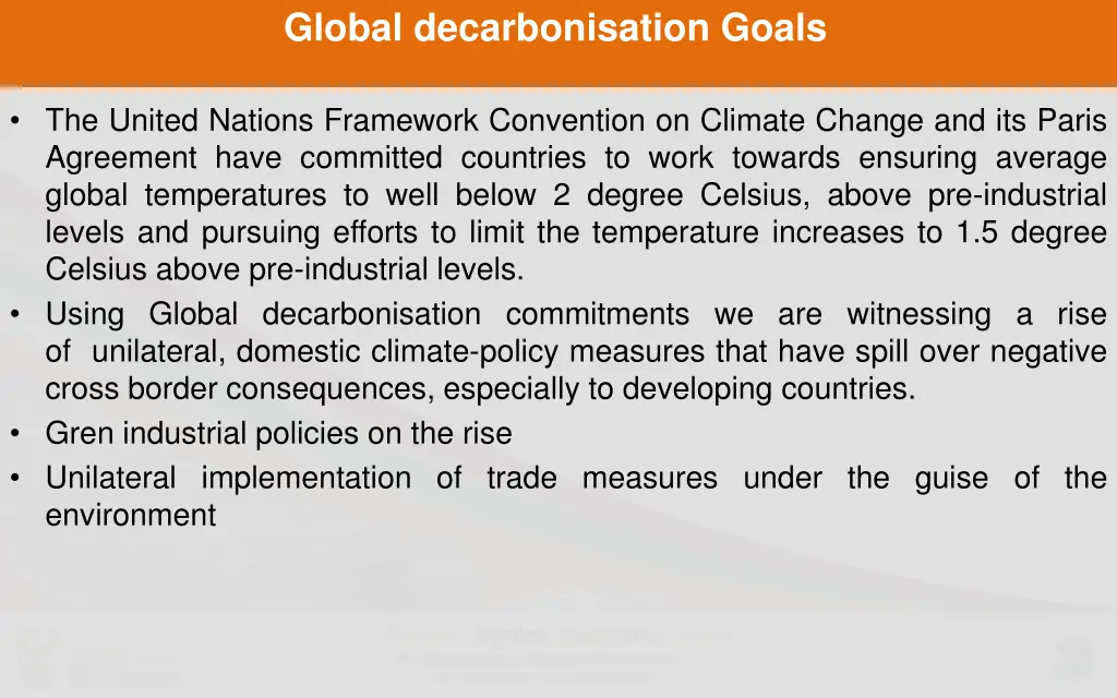 global decarbonisation goals