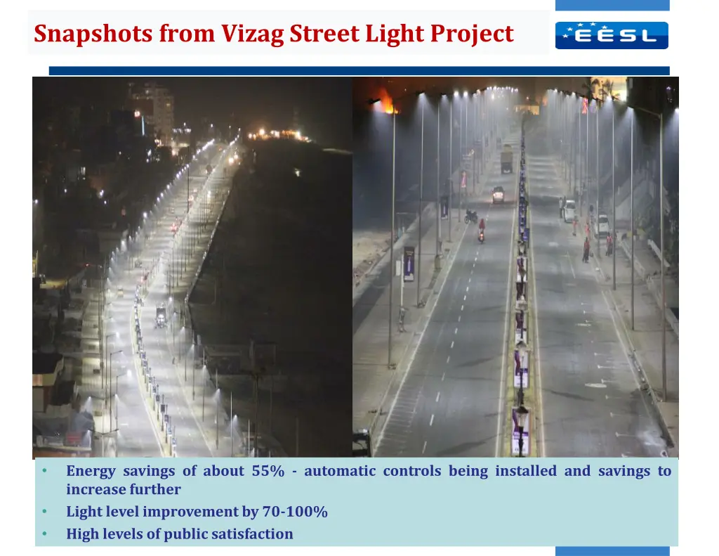 snapshots from vizag street light project