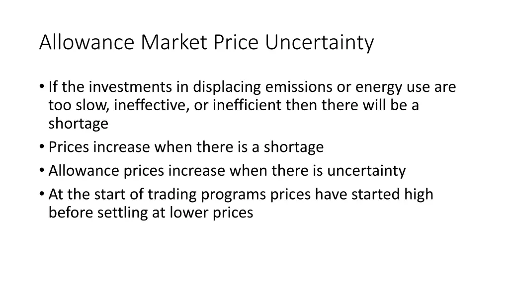allowance market price uncertainty