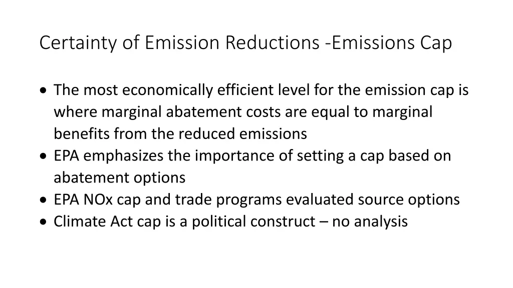 certainty of emission reductions emissions cap