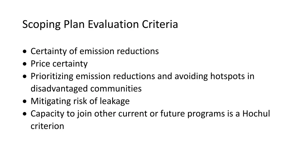 scoping plan evaluation criteria
