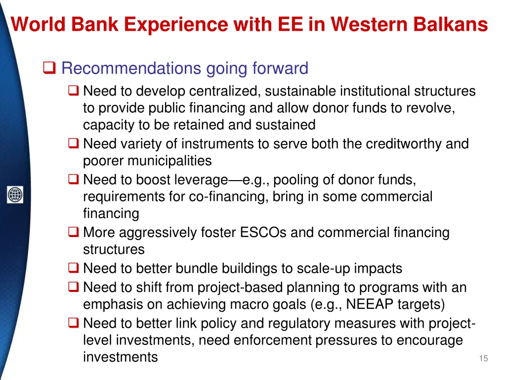world bank experience with ee in western balkans 1