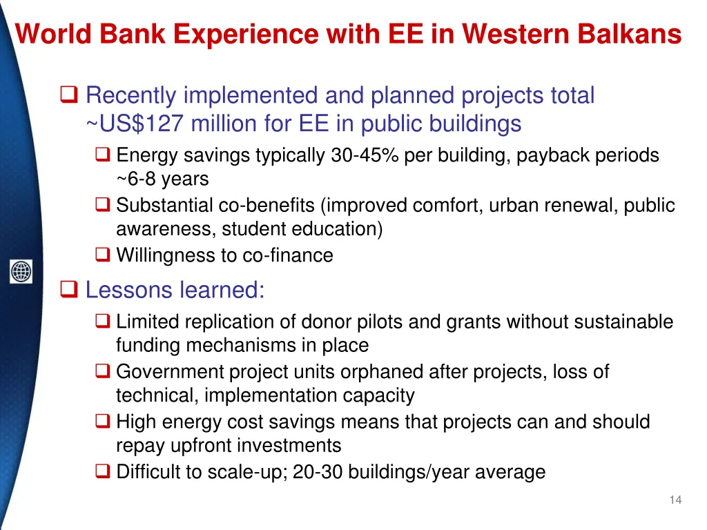world bank experience with ee in western balkans