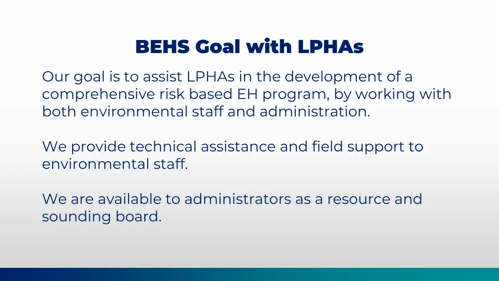 behs goal with lphas
