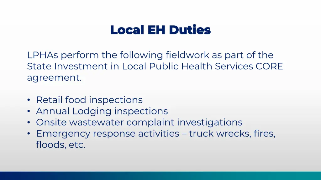 local eh duties local eh duties