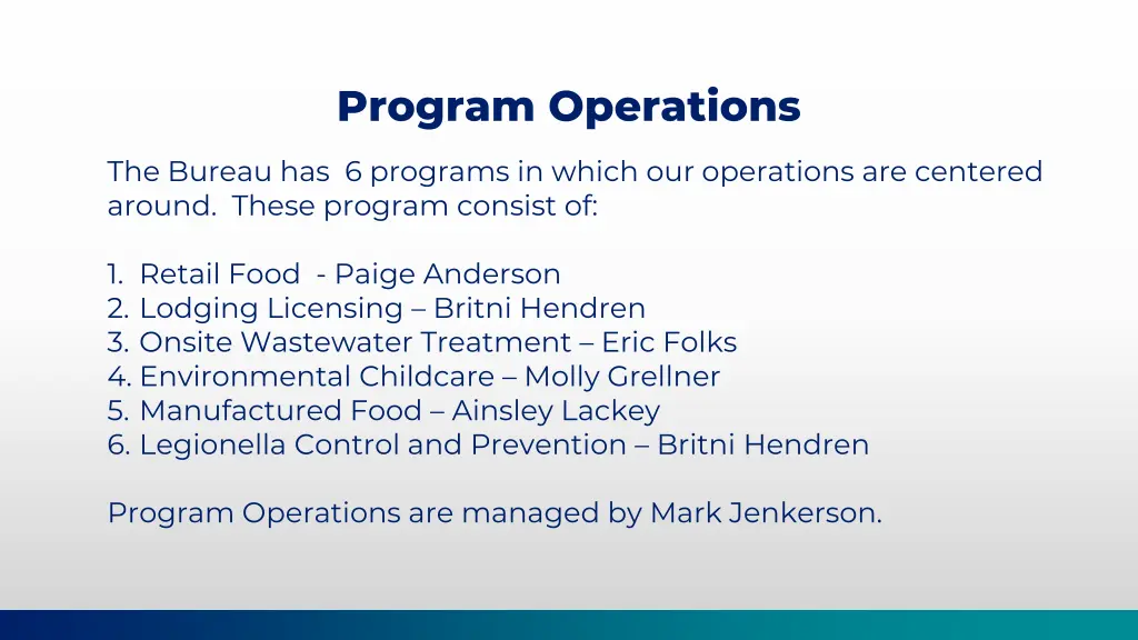 program operations