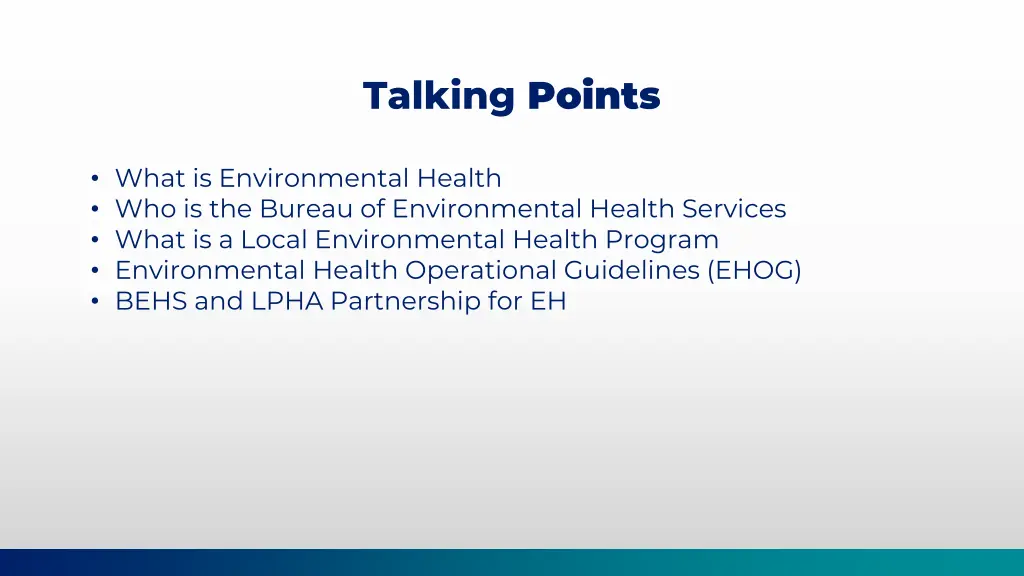 talking points