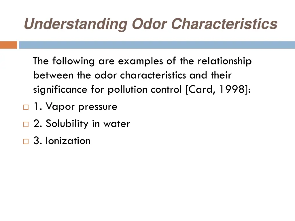 understanding odor characteristics