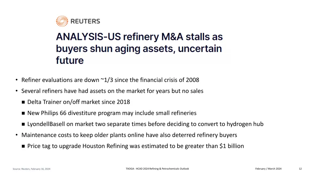 refiner evaluations are down 1 3 since