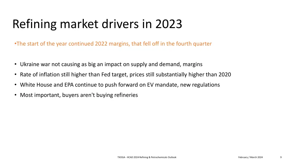 refining market drivers in 2023