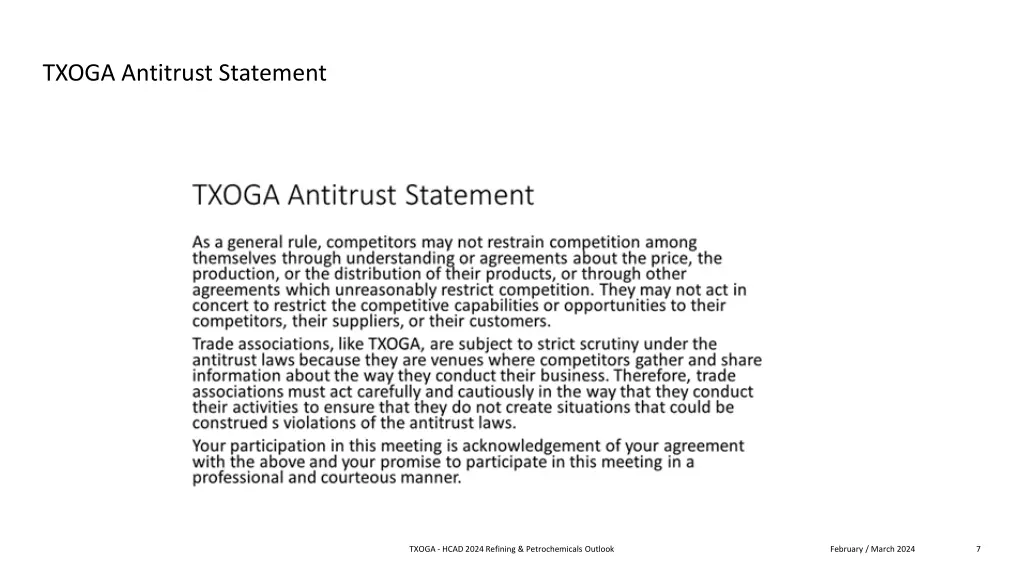 txoga antitrust statement
