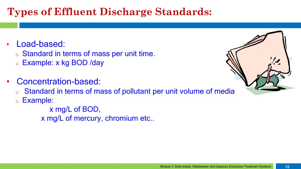 types of effluent discharge standards
