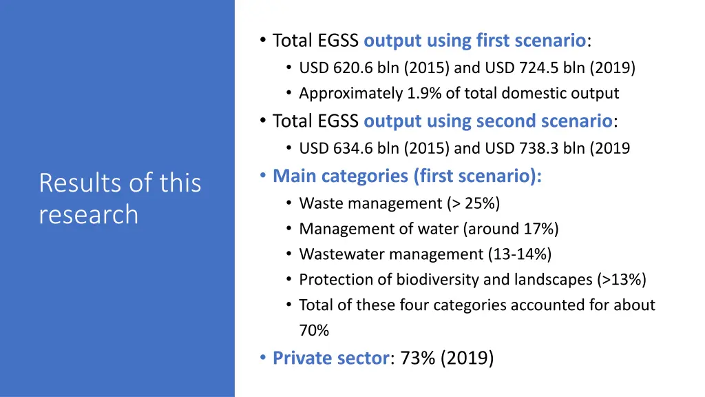 total egss output using first scenario