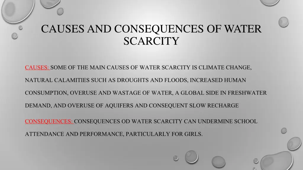 causes and consequences of water scarcity