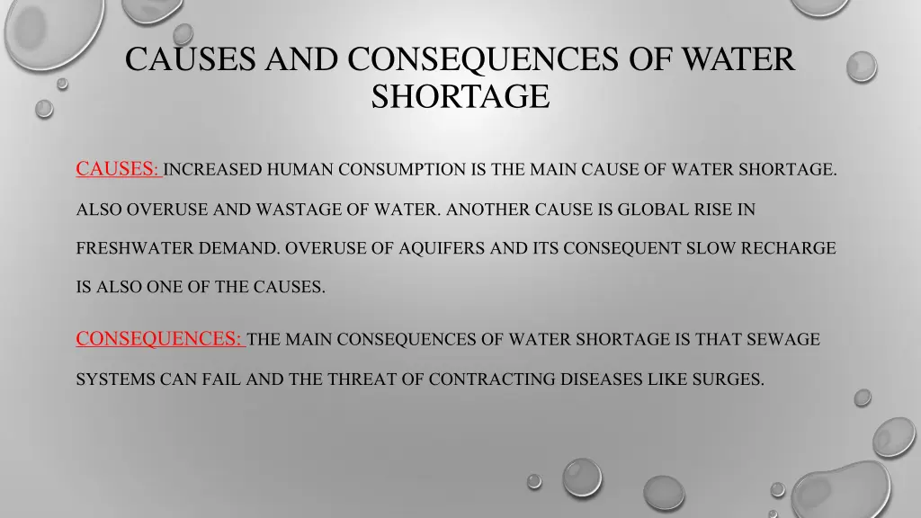 causes and consequences of water shortage