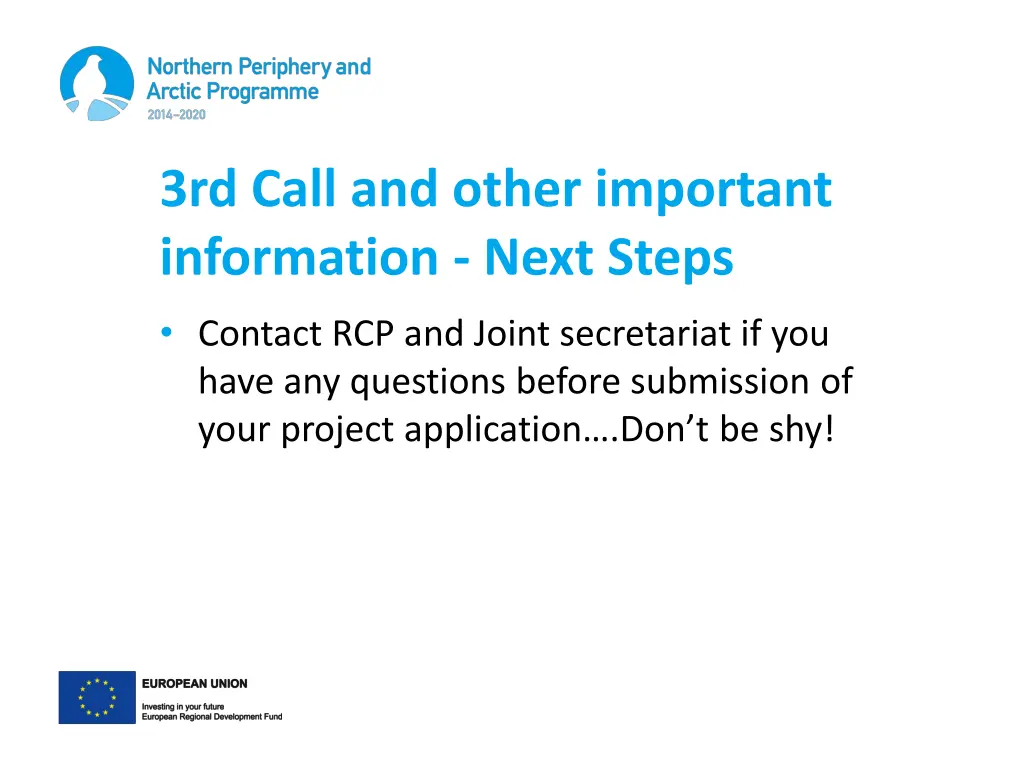 3rd call and other important information next 1