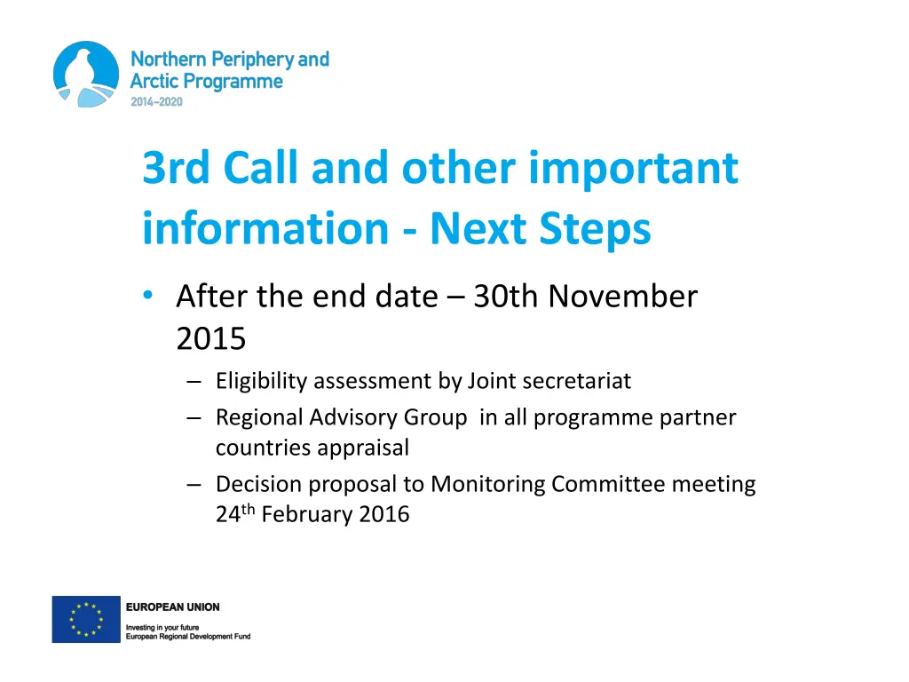 3rd call and other important information next