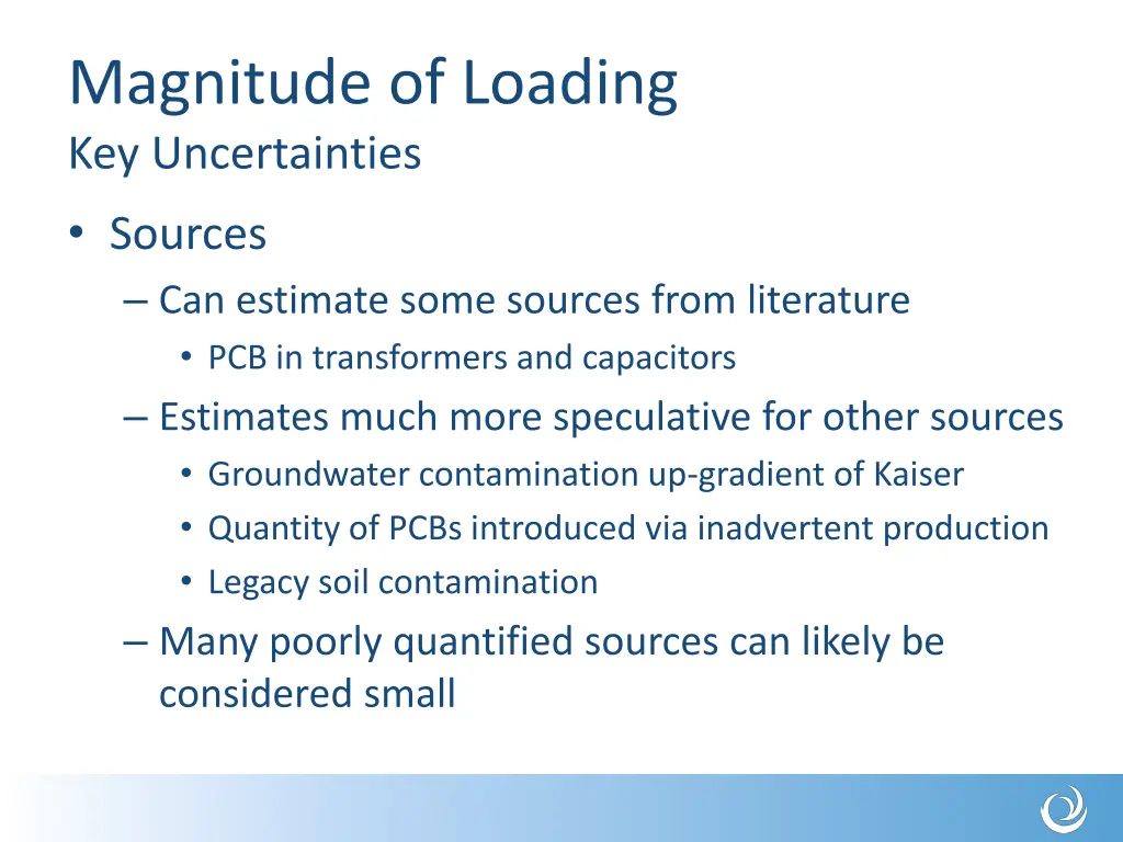 magnitude of loading key uncertainties sources