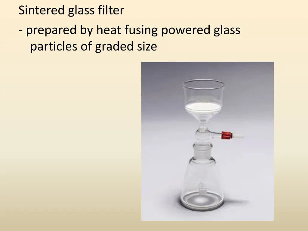 sintered glass filter prepared by heat fusing