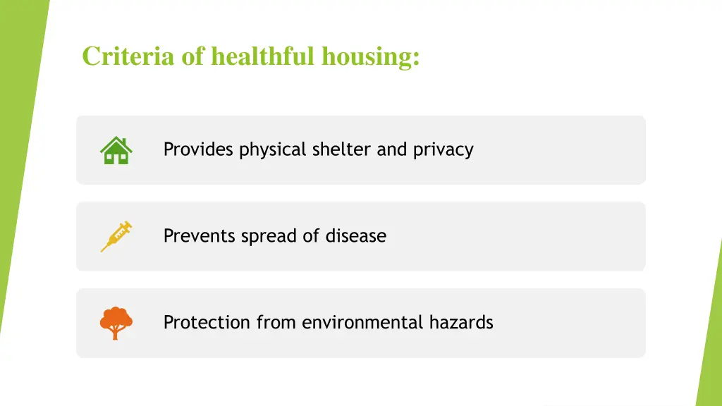 criteria of healthful housing