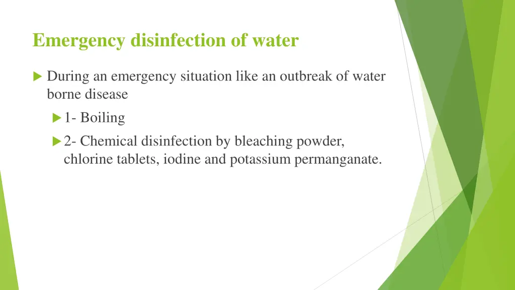 emergency disinfection of water