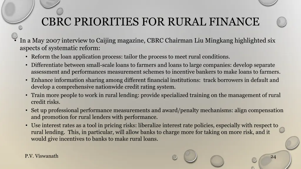 cbrc priorities for rural finance